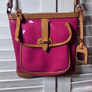 Dooney & Bourke Pink Patent Leather Small Crossbody Bag Front Pocket Y2K